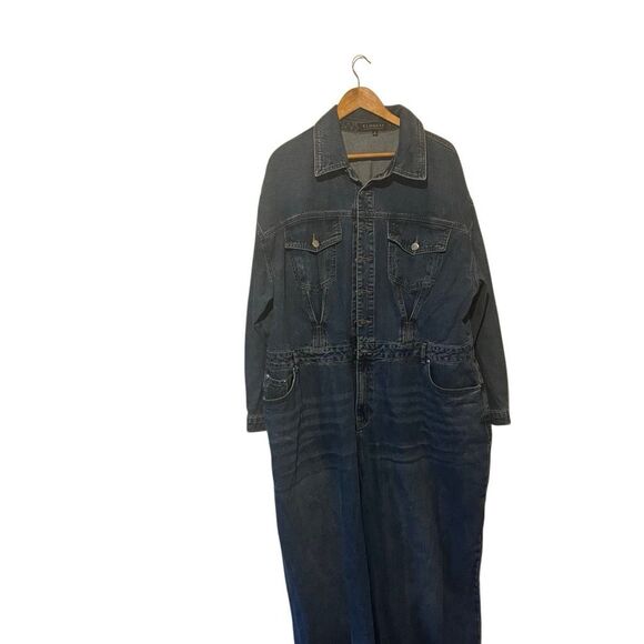 Eloquii blue Denim wide leg Jumpsuit Size 22 - Picture 5 of 11